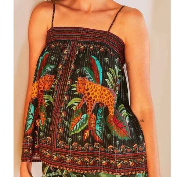 Farm Rio Cami Top Animal Print Sz S cheetah Brazil  Jungle Gypsy  Aesthetic - Picture 1 of 16